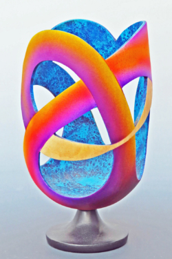 Sycamore. 170 mm high. Blues inside applied by brush and sponge. Outside coloured with airbrush. Ref 15.18