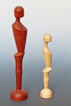 Sapele and pine. 240 & 170 mm high. Multi-axis turning. Ref 20.04L & M