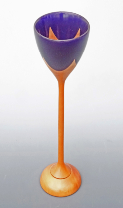 Epoxy resin. 65 mm diameter goblet cup x 210 high. Resin cast on to wood. Ref 13.09