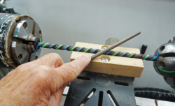 Hand forming a thin spiral goblet stem. Ref 14.01 Mixed Woods