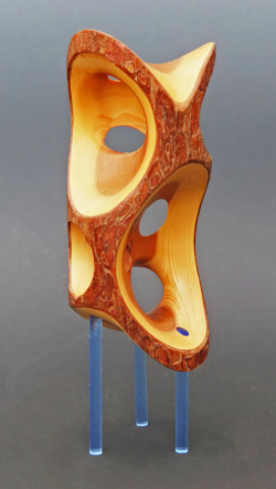 Yew. 210 mm high o/a. Natural edge. Turned on 6 axes. Ref 10.23