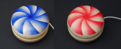 Sycamore. 60 mm diameter. Airbrushed blue & red. Ref 15.21