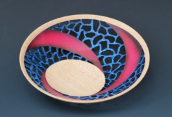 Sycamore. 125 mm diameter. 3 solid spirals, pierced between, thern airbrushed.Ref 16.08