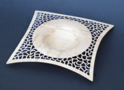 Sycamore. 220 mm square. Rim curved in 2 directions and pierced. Ref 21.30