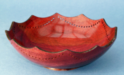 Purpleheart. 150 mm diam. Fluted shape rim. Ref 12.30