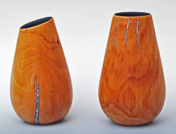 120 mm high. Cracks infilled with metallic powder & resin. Inside black. Ref 14.20