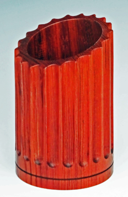 Padauk. 75 mm diameter. Routed vertical flutes. Ref 17.01