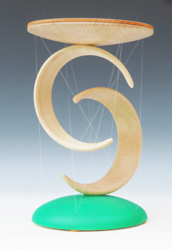 Sycamore bowl supported only by fine transparent cord. 160mm high. Ref. 23.9